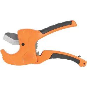 50063 Ratcheting PVC Pipe Cutter, Cuts 1-1/4-Inch I.D.PVC, CPVC, PEX Pipes, One-Handed Operation, Replaceable Blades