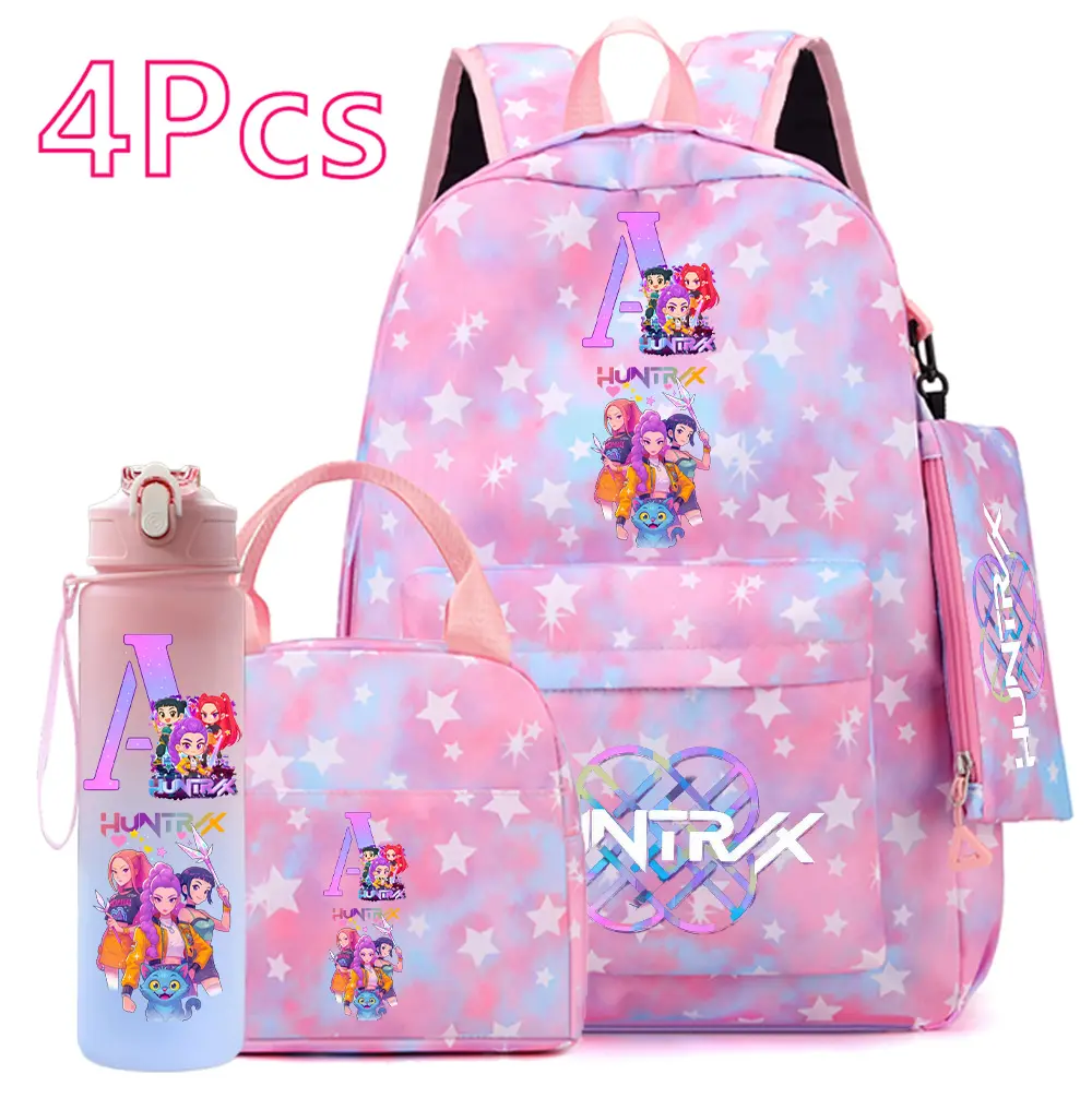 KPop Demon Hunters Backpack Set 4PCS – Cute Anime School Backpack with Lunch Bag, Pencil Case & Water Bottle