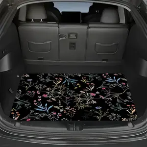 Floral Print Car Trunk Mat, Car Floor Mat, Car Accessories, Vibrant Blue Colors, Non-Slip Polyester Material, Durable Fade-Resistant Surface for Safe Driving