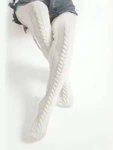 Thick Knitted Warm Women Leg Warmer Socks, over Knee High Solid Stockings for Fall Winter, Hand Wash Only, Christmas Gift Idea, Fashionable Aesthetic Design