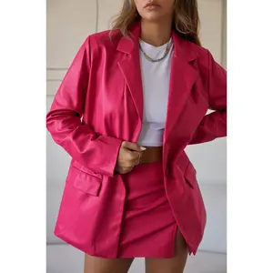 Jinelle PU Blazer Jacket - Pink Jinelle PU Blazer Jacket - Pink