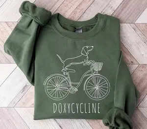 Doxycycline Pharmacy Pun Sweatshirt/Hoodie/Tshirt, Dachshund on Bicycle, Pharmacists Sweatshirt, Comfortable Menswear & Womenswear Top, Perfect Xmas Gift For Men And Women