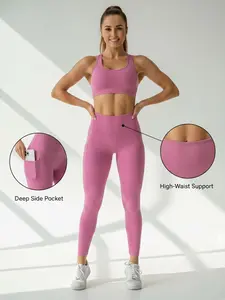 Women’s High Waist Gym Leggings with Pockets, Breathable Seamless Soft Comfy Skinny Pants Tummy Control Yoga Sportswear pocket leggings high waisted