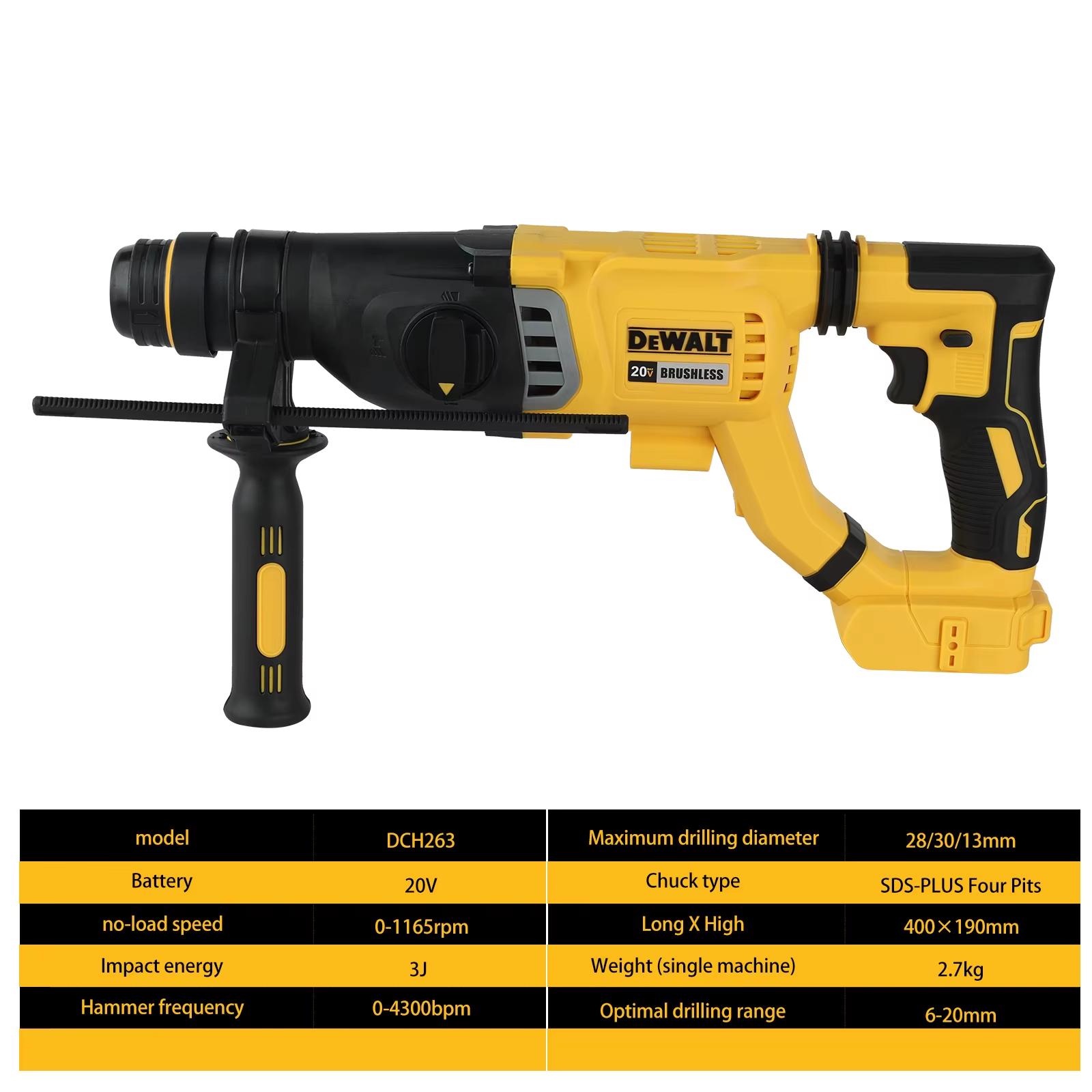 DEWALT 20V Brushless Rotary Hammer Drill for Concrete & Masonry, SDS-Plus Cordless Power Tool with 3J Impact & High Performance