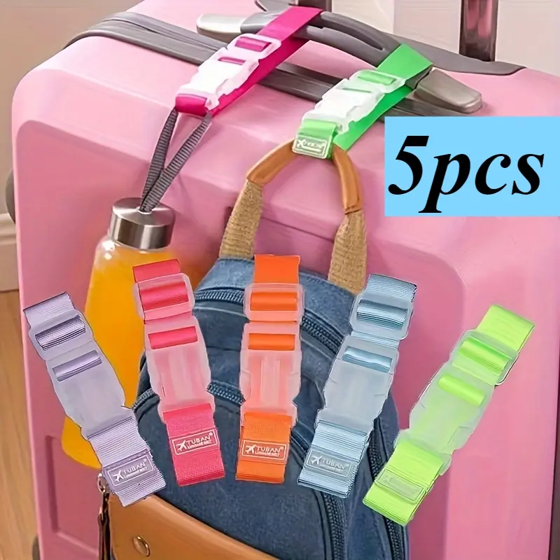 5 Piece Adjustable Travel Luggage Straps with Quick Release Buckle, Lightweight and Easy to Use, Secure Nylon Straps for Backpacks and Suitcases
