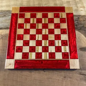 Red Lava Maple Wood Chess Board (PIECES INCLUDED)
