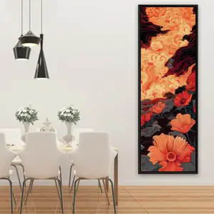 Pictorem C1FC2060Y3JRO9 20 x 60 in. The Big Burn - Red Framed Canvas Wall Art for Home Decor - Vibrant Art