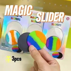 3 Pack Magnetic Slider Fidget Toy: Stress Relief Sensory Toy for Kids & Adults