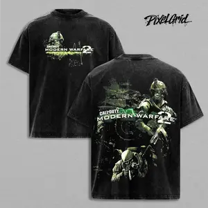 Vintage Call Of Duty Shirt Mens Black Large Zombies Double Printed Washed 2 Sided Printing T-Shirt RPG action Video anime manga Games movie Streetwear graphic tees