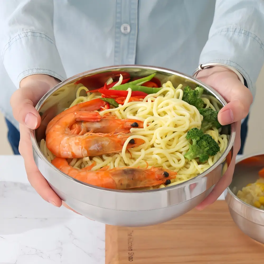 Set of 4 Stainless Steel Bowls, Dual-Layer Insulated Food Containers, Suitable for Meal Prep, Meals, Soup, Salad, Dessert, Dishwasher Safe Kitchenware