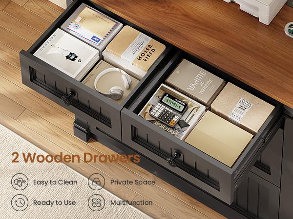 SEDETA 33 Inch 4 Drawers File Cabinet Farmhouse Filing Cabinets for Home Office fit Legal/Letter/A4 File Wood Office File Cabinet with Power Outlets Printer Stand with Storage