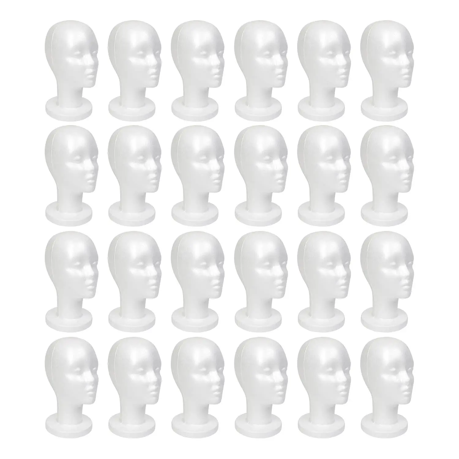 24pcs Adjustable Wig Head, Studio Limited White Styrofoam Mannequin Head for Beauty & Personal Care Accessories Display