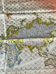Pre-owned Louis Vuitton Silk Bag Accessories Monogram World Map Scarf Style Elegant