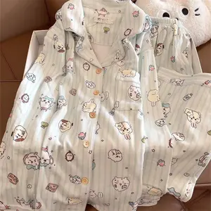 Chiikawa Cute Winter Thicken Pajamas Anime Cartoon Autumn and Winter Keep Warm Lounge Clothes Couple Suit Sweetness Gifts