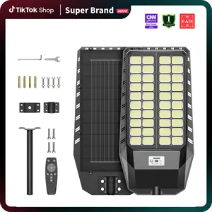 DEEPN Solar Street Light 1080 LEDs IP67 Waterproof Outdoor Lighting with Motion Sensor & Remote Dusk to Dawn Driveway Parking Lot Security Light