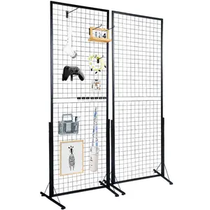 VEVOR Grid Wall Panel, 1.9x 5.4 ft Wire Grid Panels Display Rack, Movable Art Display Shelf with Wheels and 10 Hooks, Black Carbon Steel Gridwall for Craft Show, Decoration, Storage, Notice BoardVEVOR Super Brand Day