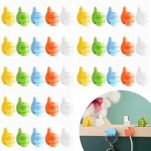 50 Creative Silicone Thumb-Shaped Wall Hooks - Multifunctional Adhesive Wire Clips, Self-Adhesive Thumb Cable Organizers, Key Hooks, Desktop Accessories