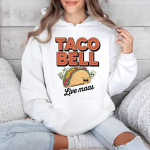 "Taco Bell Live Maass" Hoodie Unisex - Foodie Gift Idea, Fun Graphic Design, 100% Cotton Comfort