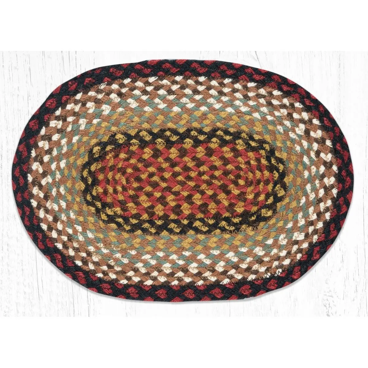 212 MAIN Natural Fiber Jute Place Mats (52-PM019), 13x19 in, Burgundy & Mustard - Household Textiles, Kitchen Linens Tableware