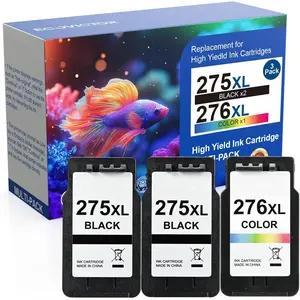 Ink  Replacement for  275XL 276XL PG 275 CL 276 XL PG-275 CL-276 XL (2-Black, 1-Color, 3-Pack) Compatible PIXMA TS3520 TS3522 TS3500 TR4720 TR4700 TR4722 TS3720 TS3722 Printer