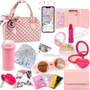 Simulation Girls Handbag Toy, 1 Box Pretend Play Phone & Wallet & Makeup Toy & Other Accessories, Birthday Gift for Girls, Pretend Play Set, Kids Vanity