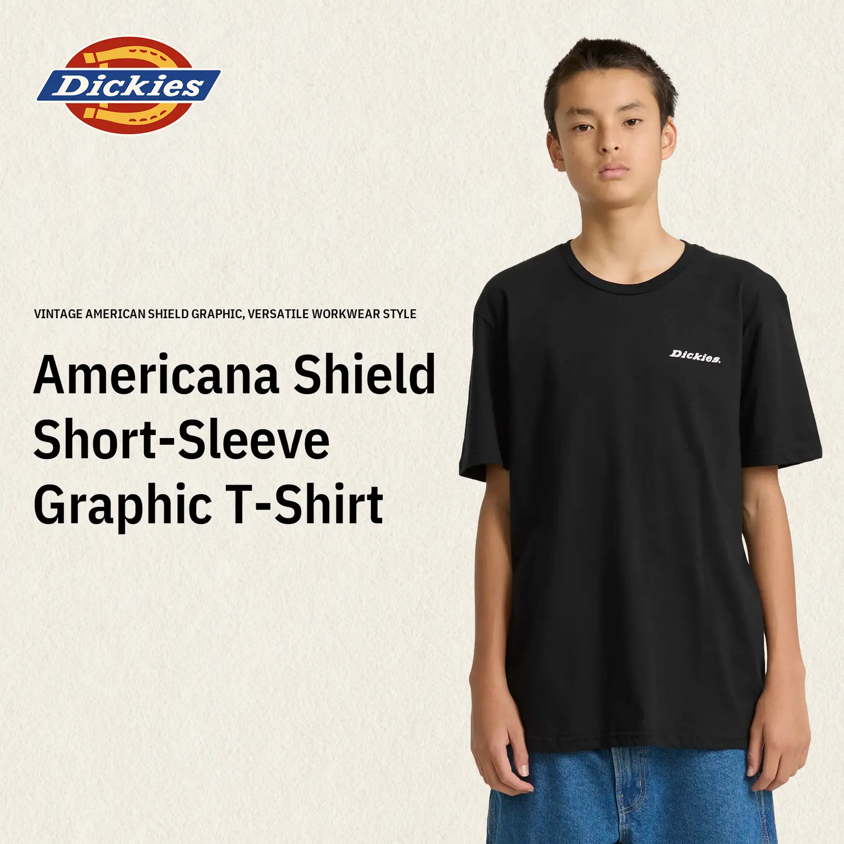 Dickies Americana Shield Short Sleeve Graphic T-Shirt,  100% Cotton, Graphic Logo, Comfortable Fit, Workwear Casual Style