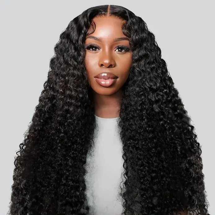 [LIVE SUPER DEAL] 28 Inch 250% Density Human Hair Wig Kinky Curly Ready Go Glueless Wig Pre Cut Pre Bleached 5x5 Closure Wigs West Kiss