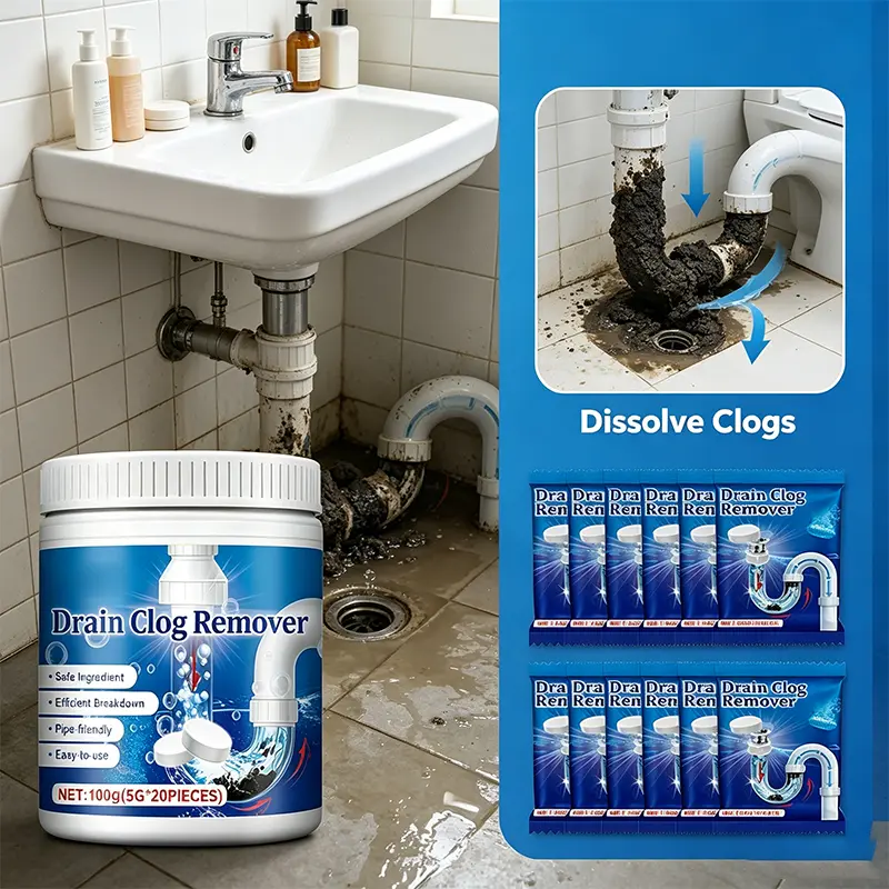 Powerful Drain Cleaning Powder for Kitchen, Toilet & Bathtub Pipes - Helps Clear Tough Clogs, Remove Buildup and Eliminate Bad Odors