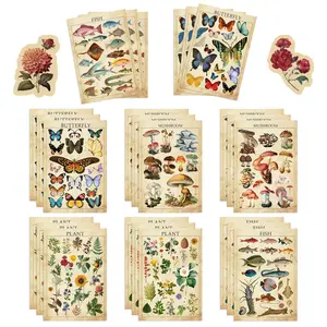 Vintage Plant & Animal Pattern Sticker, 8 Sheets/set Creative Decorative Sticker, DIY Decals for Scrapbooking, Journaling, Gift Wrapping