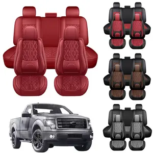Custom Fit For Ford F-150 2009~2025 Nappa Leather Car Seat Covers Full Set,Waterproof Front&Rear Protector Cushion Pad