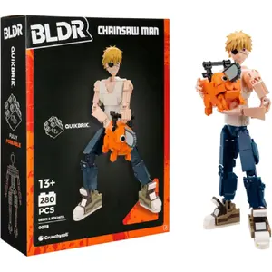 BLDR Chainsaw Man Denji and Pochita Building Set - 9.5-Inch and 2-Inch Buildable Articulated Action Figures, 0078