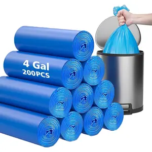 Compostable Trash Bags 4 Gallon 200 Packs, Biodegradable Trash Bags,Blue Recycle Bags,No leak Small Trash Bags,Small Garbage Bags 4 Gallon Trash Bags Unscented,4-6 Gal Bathroom Trash Bags
