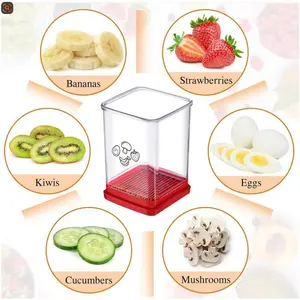 [ 2026 Kitchen Hacks ] Fruit Slicer, Stainless Steel Cup Slicers, Vegetable Slicer for Strawberry Banana Egg, Portable Kitchen Slicing Tool