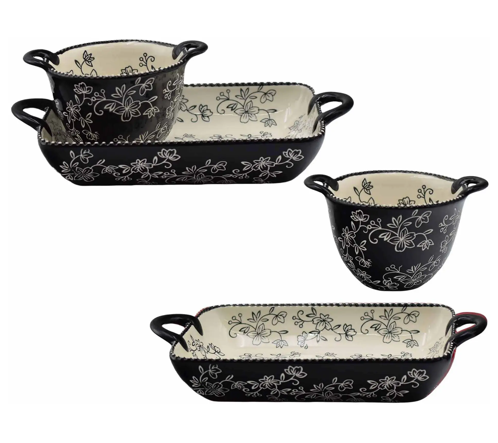 Temp-tations Floral Lace 4-piece Baker and Bowl Set