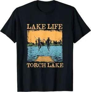 Lake Life Torch Lake Swimming Michigan Swimmer Camping T-Shirt - Silviamo Shop 33B09GK77DV8