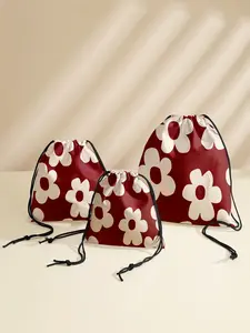Floral Flower Drawstring Bag, Multi-Purpose Storage Pouch, Portable Travel Dustproof Bag, Mommy Diaper Bag, Jewelry Cosmetic Gift Bag, Multipurpose Storage Bag