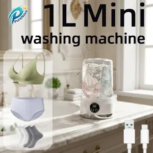 PureNova 1L Portable Mini Washing Machine Folding & Compact for Travel Camping Dorm Home Use Easy to Carry Operate Ideal for Underwear Socks Small Clothes