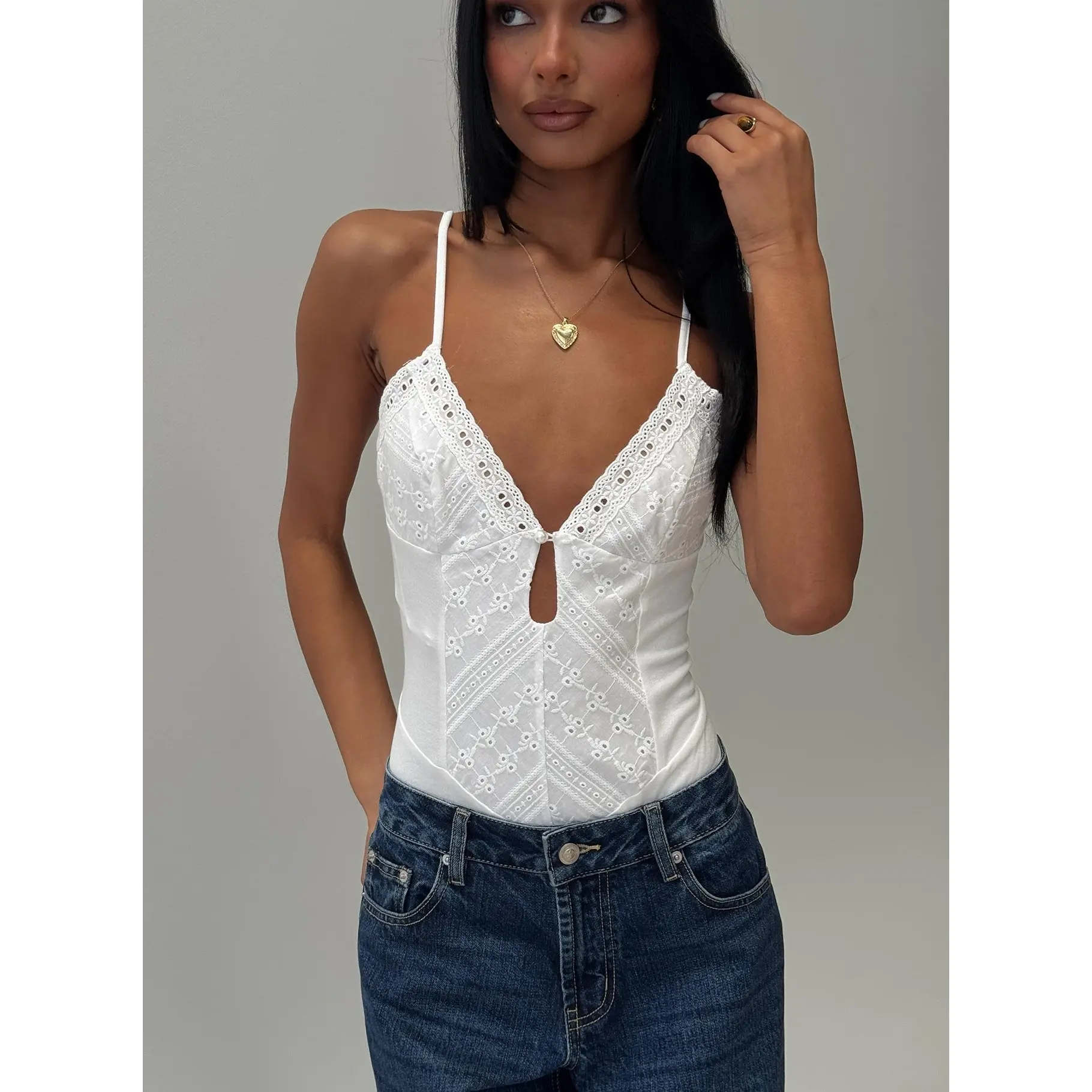 Nerisse Keyhole Bodysuit White