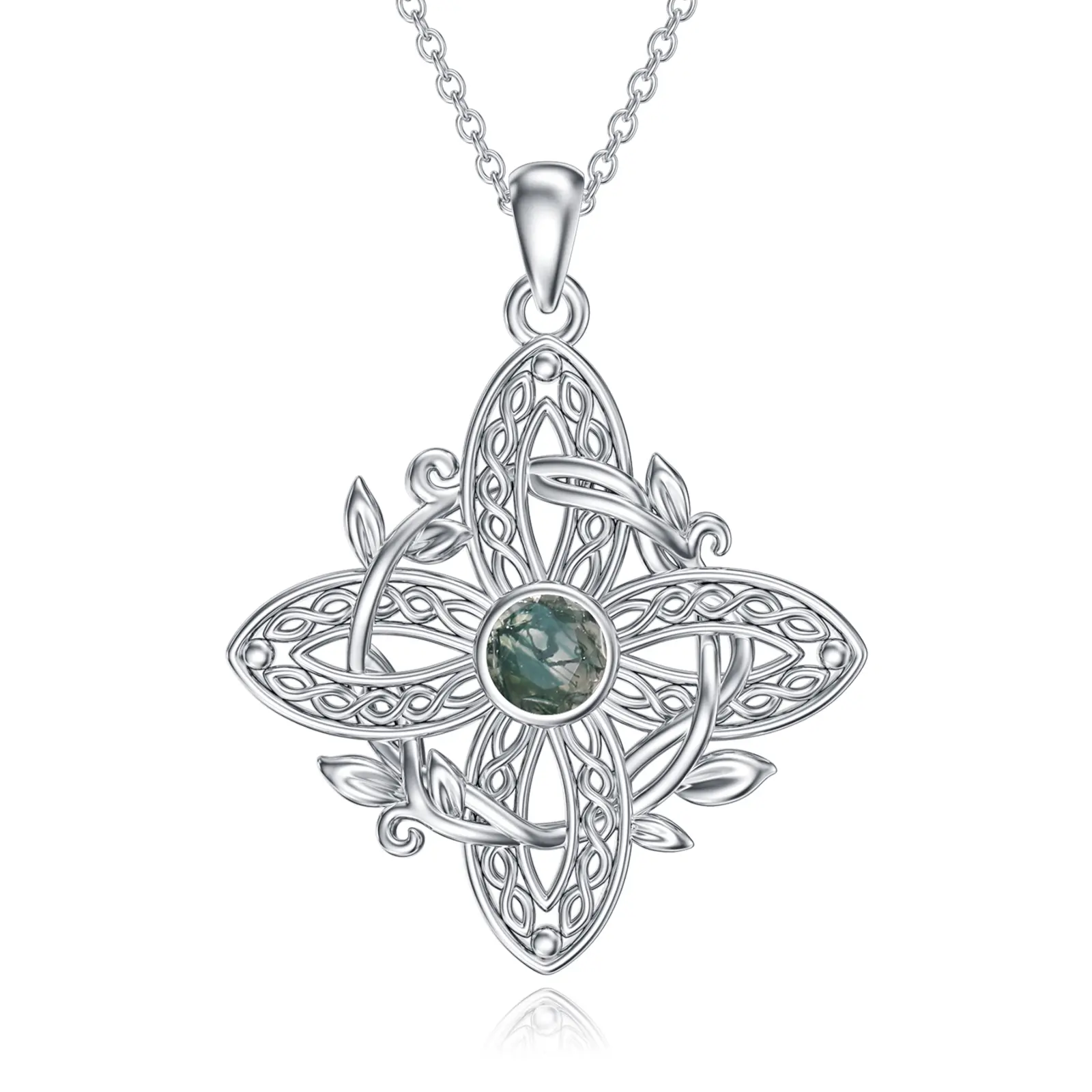 Witch Knot Birthstone Pendant Necklace , 925 Sterling Silver Cross Celtic Knot Necklace, Jewelry Birthday Gifts For Women Girls, Mother’s Day Gift