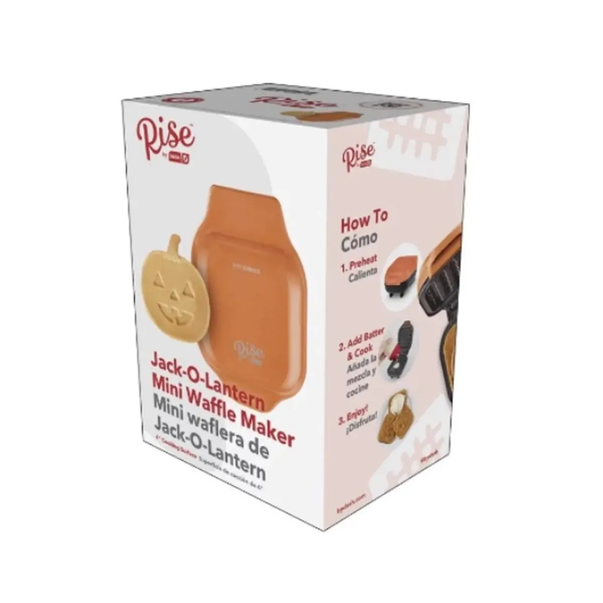 Storebound Autumn Orange Jack-O-Lantern Print Mini Waffle Maker - 120V, Nonstick Plates, Specialty Kitchen Appliance