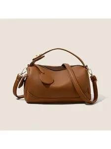 Soft Leather Pillow Bag, Vintage Brown Crossbody Bag, Mini Work Handbag