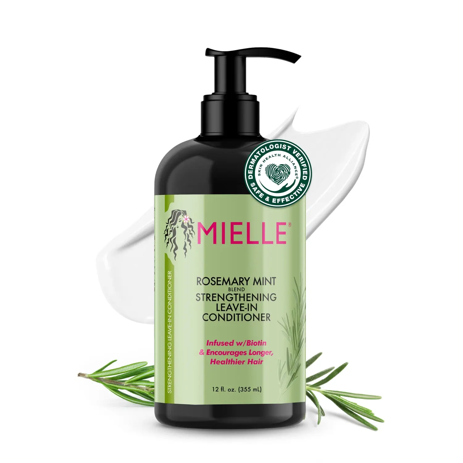 Mielle Rosemary Mint Strengthening Leave-In Conditioner with Biotin - Aromatic Herbal Leave-In Haircare Treatment for Hair Strength & Nourishment