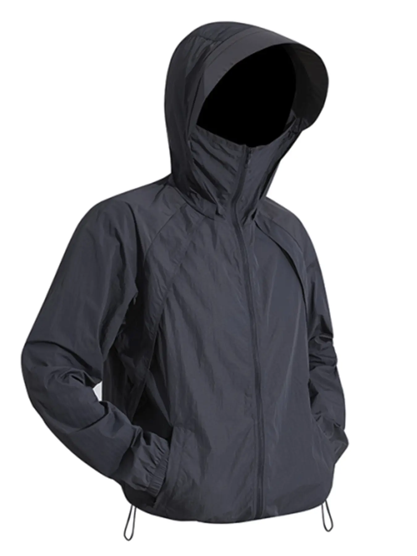 Summer Men's Lightweight Hooded Jacket, Athletic Jackets, Quick-Dry Breathable Outdoor Fishing Sports Wear, Long Sleeve Loose-Fit Outerwear, Sporty Breathable Outerwear