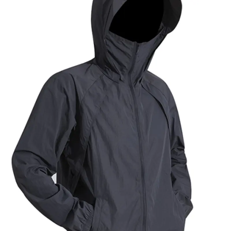Summer Men's Lightweight Hooded Jacket, Athletic Jackets, Quick-Dry Breathable Outdoor Fishing Sports Wear, Long Sleeve Loose-Fit Outerwear, Sporty Breathable Outerwear