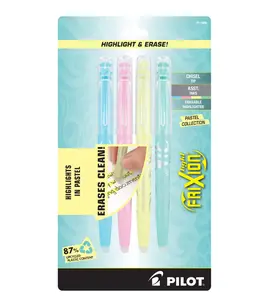 Light Pastel Collection Erasable Highlighters, Chisel Tip, Assorted Colors, 4 Count