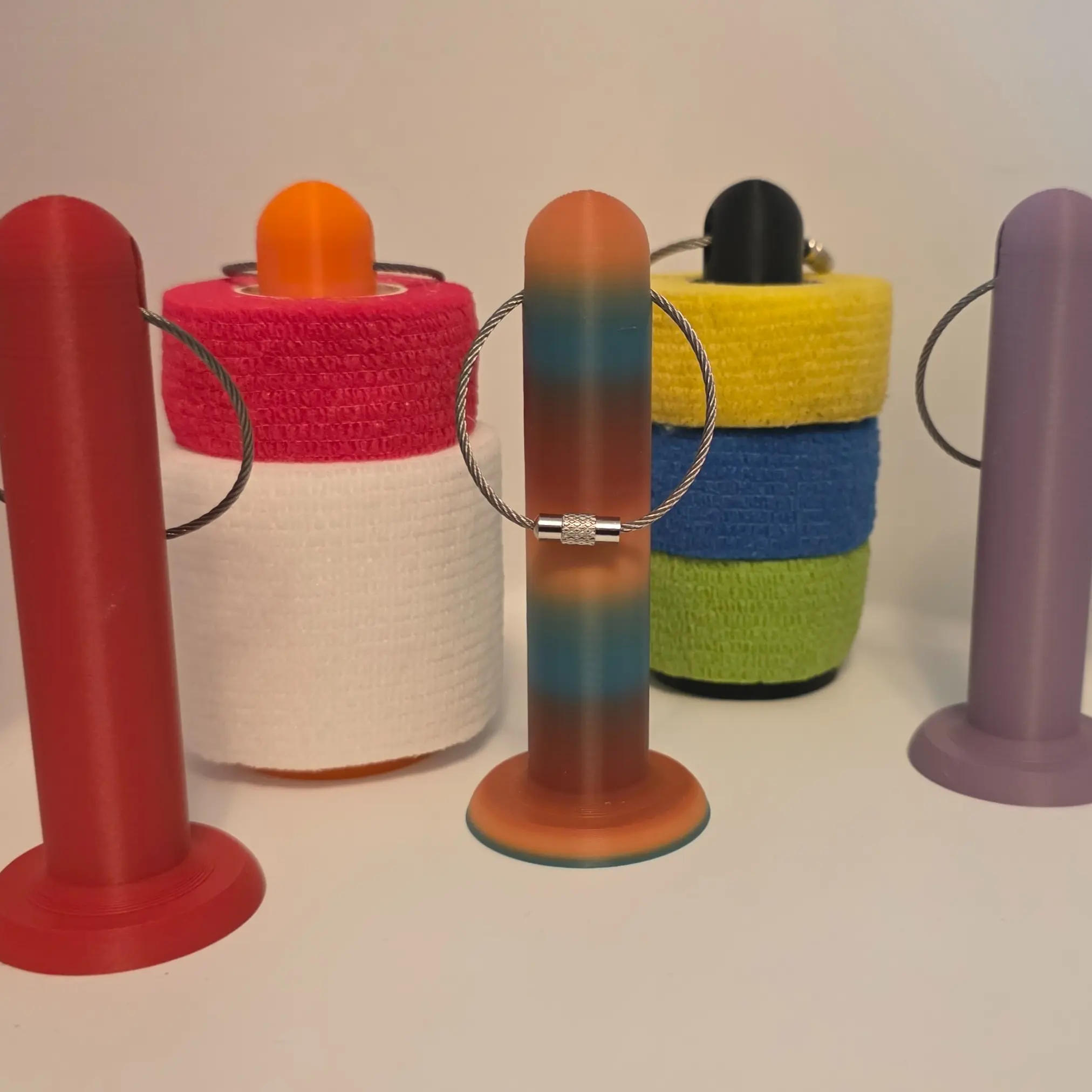 CGorecki Designs Coban Medical Tape Keychain Holder - Compact Stylish & Functional Rainbow Colorful Design with Keyring for Nurses EMTs First Responders Pet Owners 3D Printed PLA Material Lightweight Durable Custom Look Everyday Carry EDC Gift