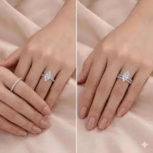 niversary Gift for Her Stackable 2-in-1 Moissanite Engagement Ring Set Perfect for Birthday or Proposal Surprise Her with This Showstopping Piec