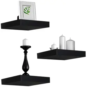 Floating Square Shelves (3-Pack) for Home Decor and Storage - Hanging Matte, Durable Design, Ideal for Home Decor