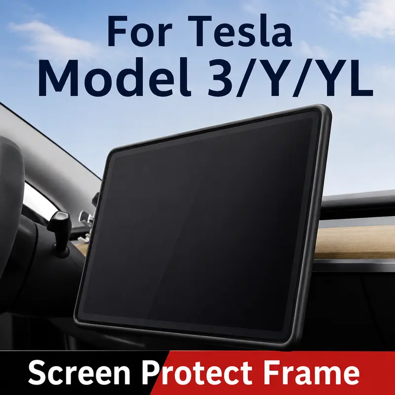 【YESHAAN】Silicone Screen Frame Cover for Tesla Model 3, Model Y & Model YL, Flexible Screen Edge Protector, Anti-Scratch Interior Accessory, Soft Screen Edge Trim, Scratch Resistant, Car Accessories Interior, Fits Model 3
