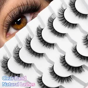 7 pairs of natural thick cat's eye false eyelashes, 6-13mm, fluffy and light 3D imitation mink hair false eyelashes, soft strip design, suitable for beginners, sending friends and relatives, dating, Valentine's Day, eyelashes and false eyelashes.